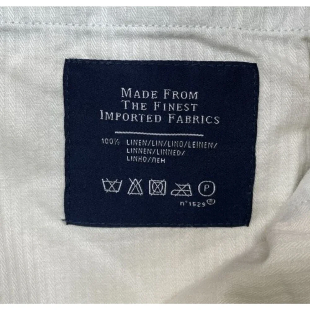 Vintage Polo Ralph Lauren Linen Pants 34x31 Light Blue Herringbone Trousers Read
